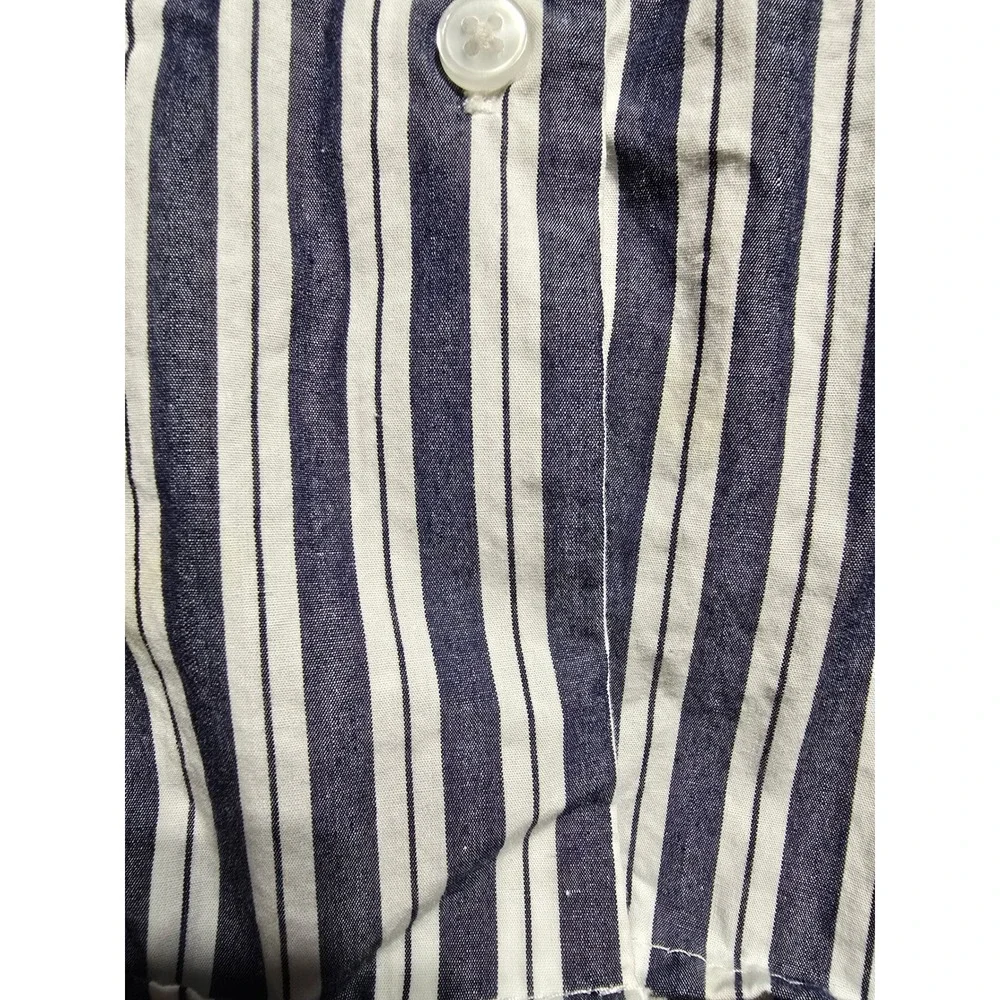 Quince Shirt Womens S Blue White Hudson Stripe Poplin Boyfriend Coastal Preppy